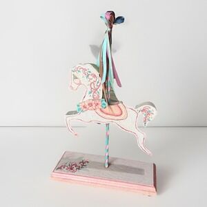 Vintage Carousel Horse Wooden Freestanding Figurine Decor